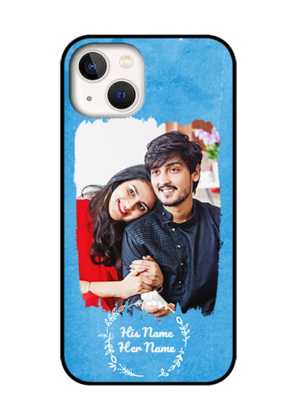 iPhone 13 Custom Glass Phone Case - Blue Color Vintage Design