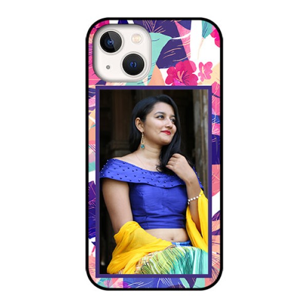 iPhone 13 Custom Glass Mobile Case - Abstract Floral Design