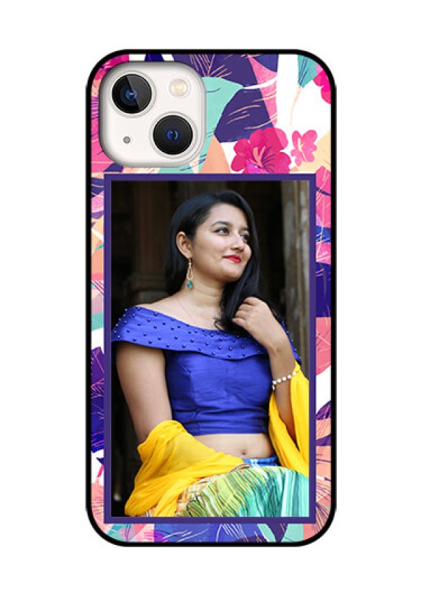 iPhone 13 Custom Glass Mobile Case - Abstract Floral Design