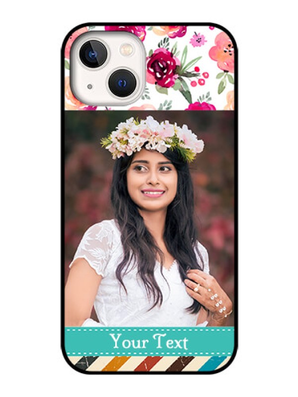 Custom iPhone 13 Custom Glass Phone Case - Watercolor Floral Design