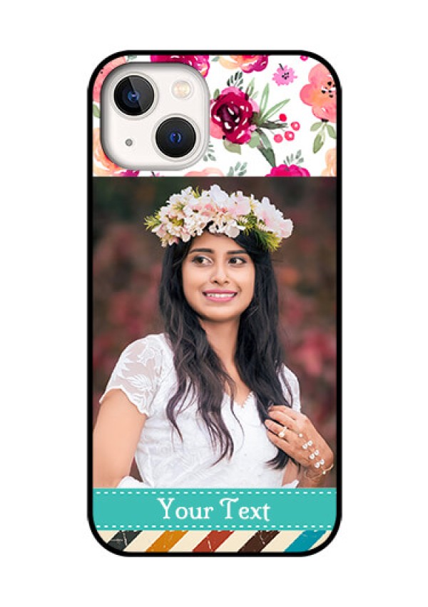 iPhone 13 Custom Glass Phone Case - Watercolor Floral Design