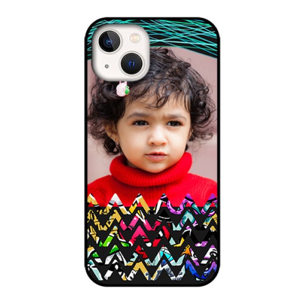 iPhone 13 Personalized Glass Phone Case - Neon Abstract Design