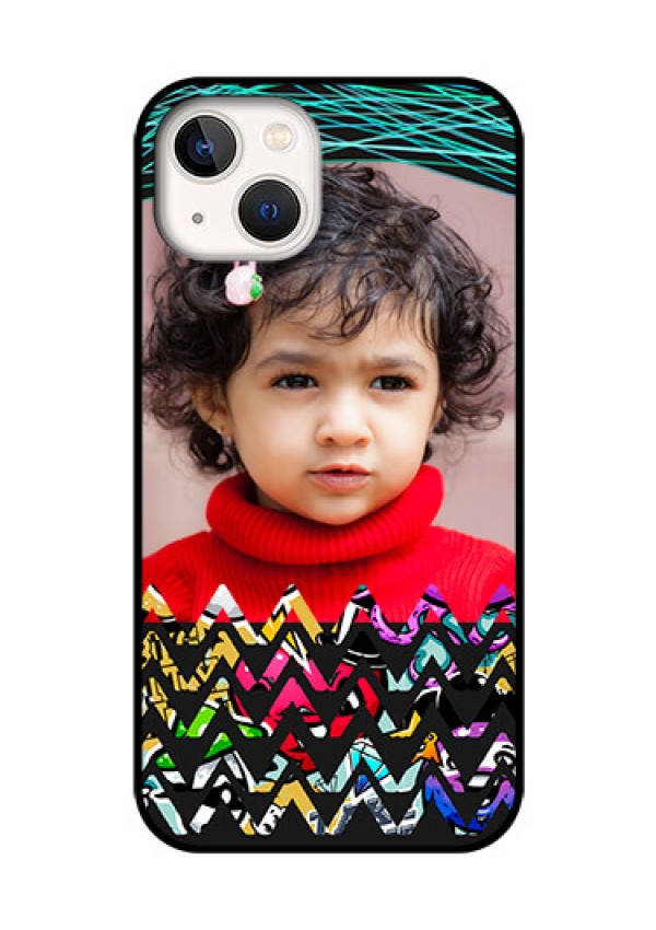 iPhone 13 Personalized Glass Phone Case - Neon Abstract Design