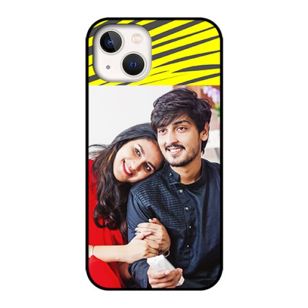 iPhone 13 Photo Printing on Glass Case - Yellow Abstract Design