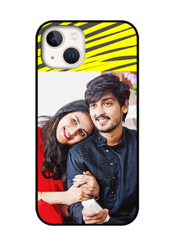 iPhone 13 Photo Printing on Glass Case - Yellow Abstract Design