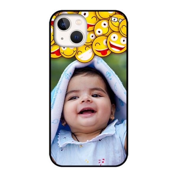 iPhone 13 Custom Glass Mobile Case - with Smiley Emoji Design iPhone 13 Custom Glass Mobile Case - with Smiley Emoji Design