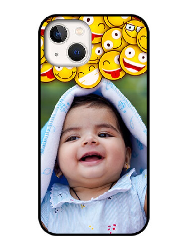 Custom iPhone 13 Custom Glass Mobile Case - with Smiley Emoji Design