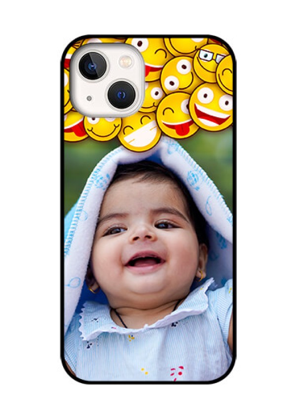 iPhone 13 Custom Glass Mobile Case - with Smiley Emoji Design