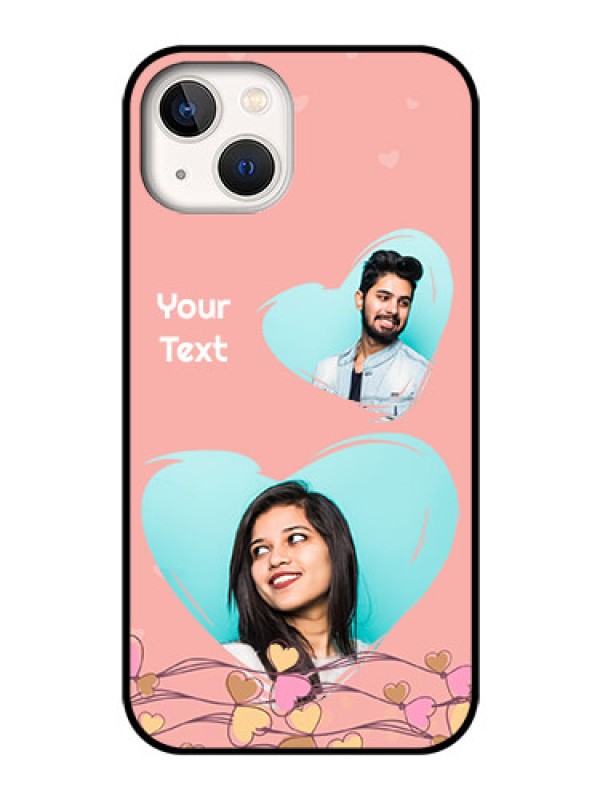 Custom iPhone 13 Custom Glass Mobile Case - Love Doodle Design