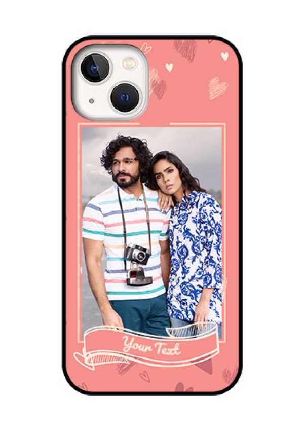 iPhone 13 Custom Glass Phone Case - Love doodle art Design