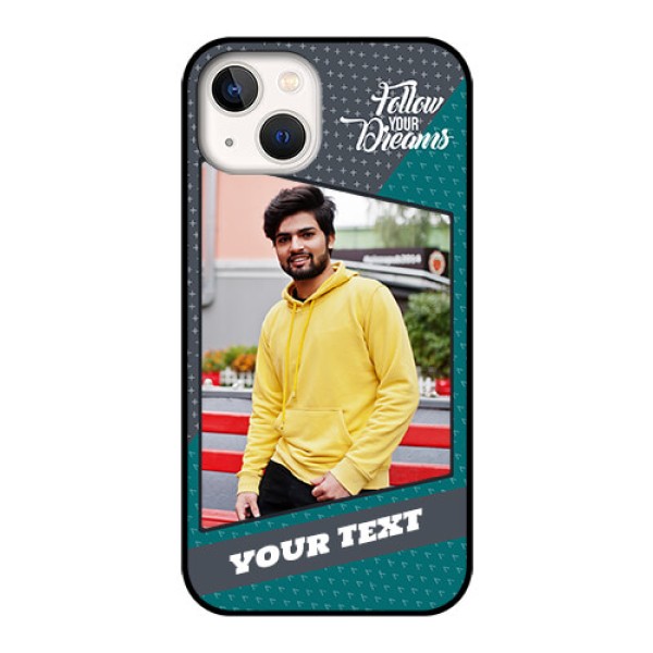 iPhone 13 Personalized Glass Phone Case - Background Pattern Design with Quote iPhone 13 Personalized Glass Phone Case - Background Pattern Design with Quote