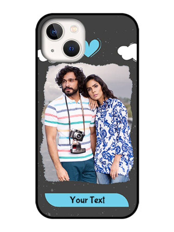 Custom iPhone 13 Custom Glass Phone Case - Splashes with love doodles Design