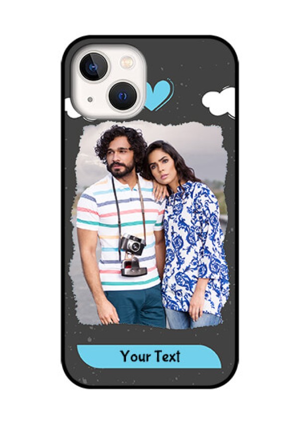 iPhone 13 Custom Glass Phone Case - Splashes with love doodles Design