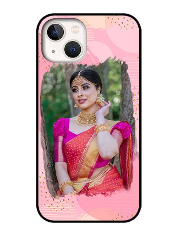 Custom iPhone 13 Personalized Glass Phone Case - Gold Glitter Splash Design