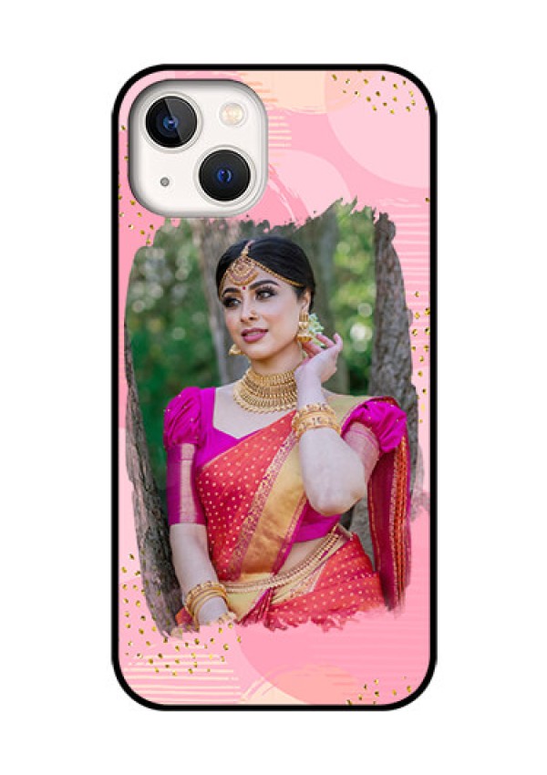 iPhone 13 Personalized Glass Phone Case - Gold Glitter Splash Design
