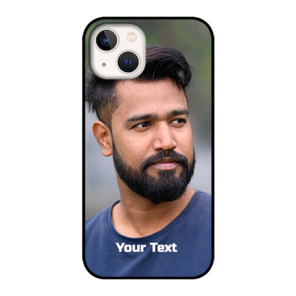 iPhone 13 Glass Mobile Cover: Photo with Text