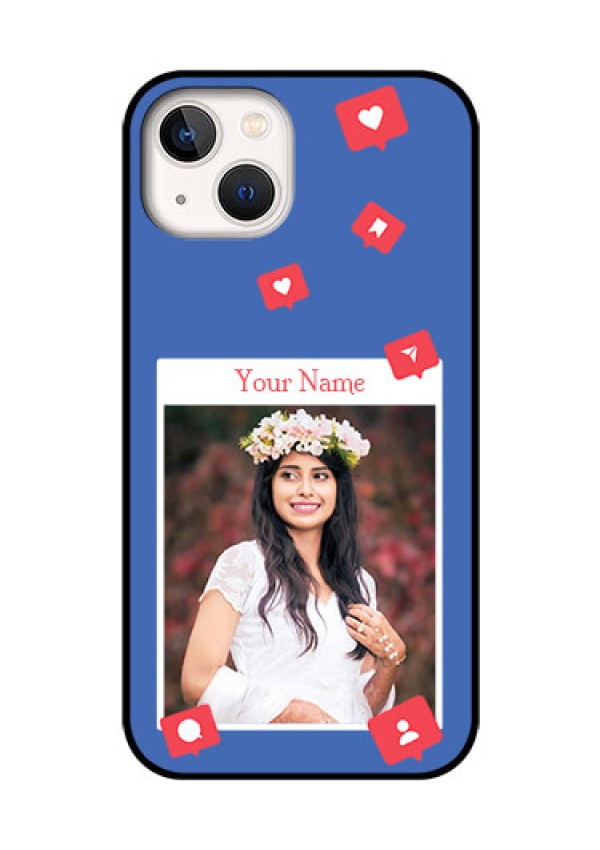 iPhone 13 Custom Glass Phone Case - Like Share And Comment Design