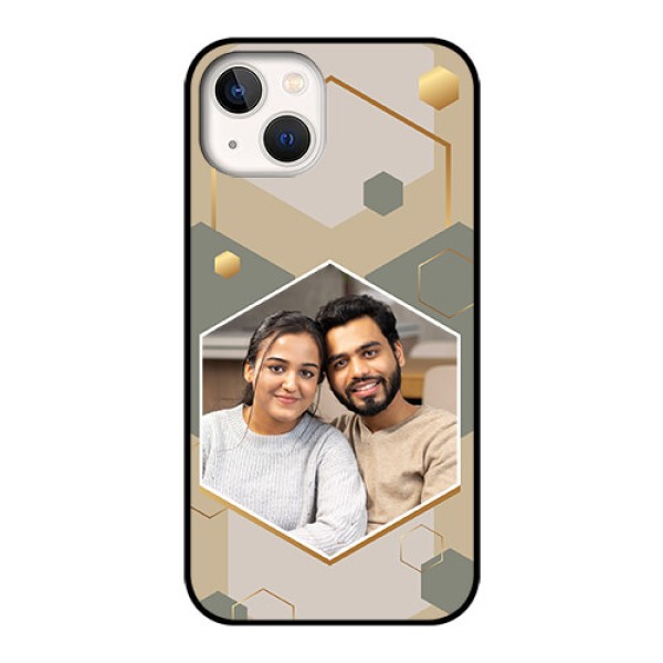 iPhone 13 Photo Printing on Glass Case - Stylish Hexagon Pattern Design iPhone 13 Photo Printing on Glass Case - Stylish Hexagon Pattern Design