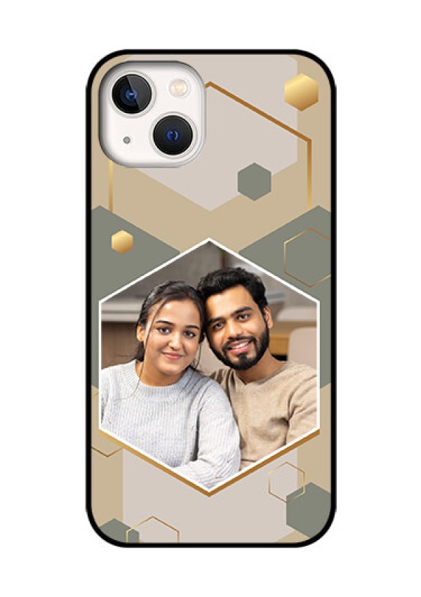 iPhone 13 Photo Printing on Glass Case - Stylish Hexagon Pattern Design