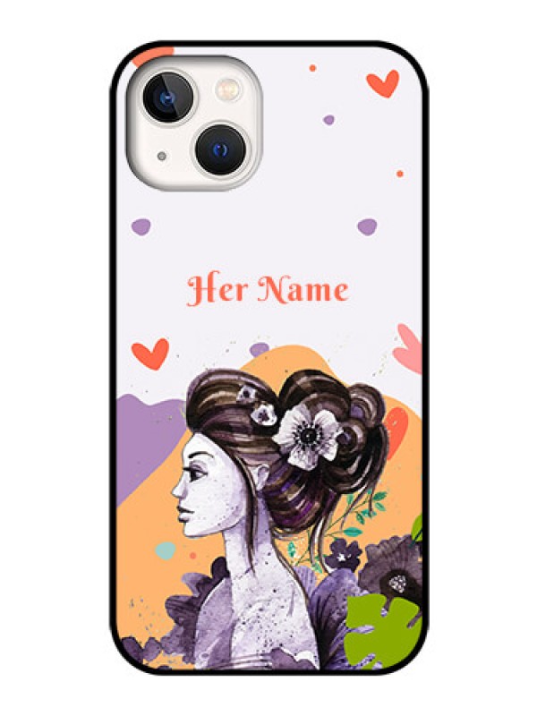 Custom iPhone 13 Personalized Glass Phone Case - Woman And Nature Design