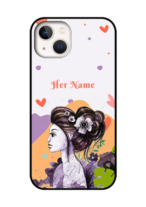iPhone 13 Personalized Glass Phone Case - Woman And Nature Design