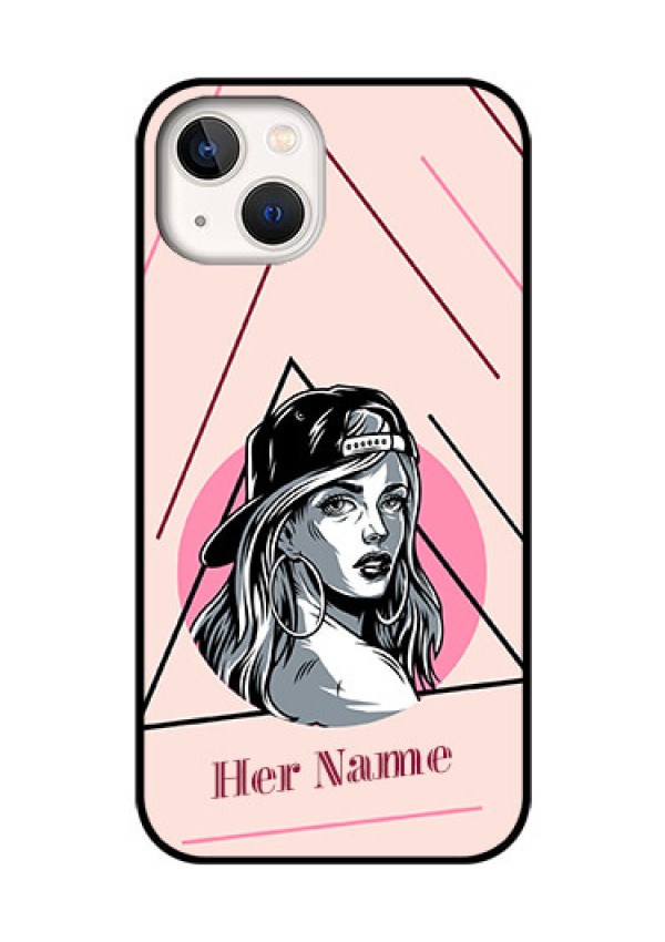 iPhone 13 Personalized Glass Phone Case - Rockstar Girl Design