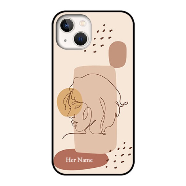 iPhone 13 Photo Printing on Glass Case - Calm Woman line art Design iPhone 13 Photo Printing on Glass Case - Calm Woman line art Design