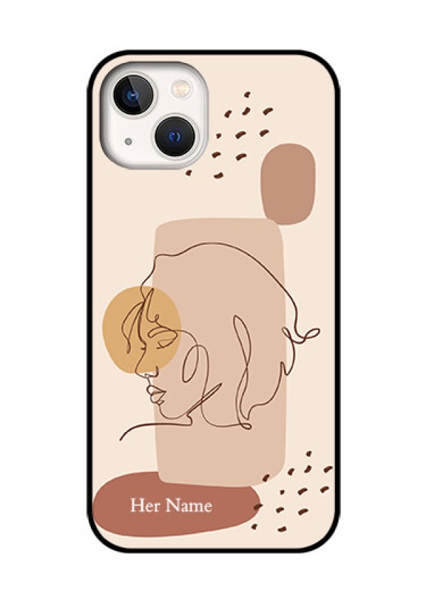 iPhone 13 Photo Printing on Glass Case - Calm Woman line art Design