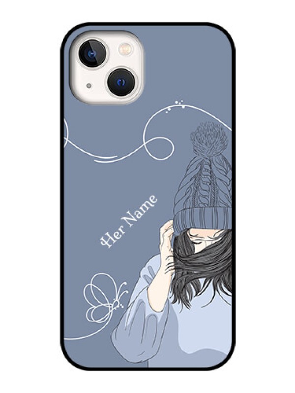Custom iPhone 13 Custom Glass Mobile Case - Girl in winter outfit Design