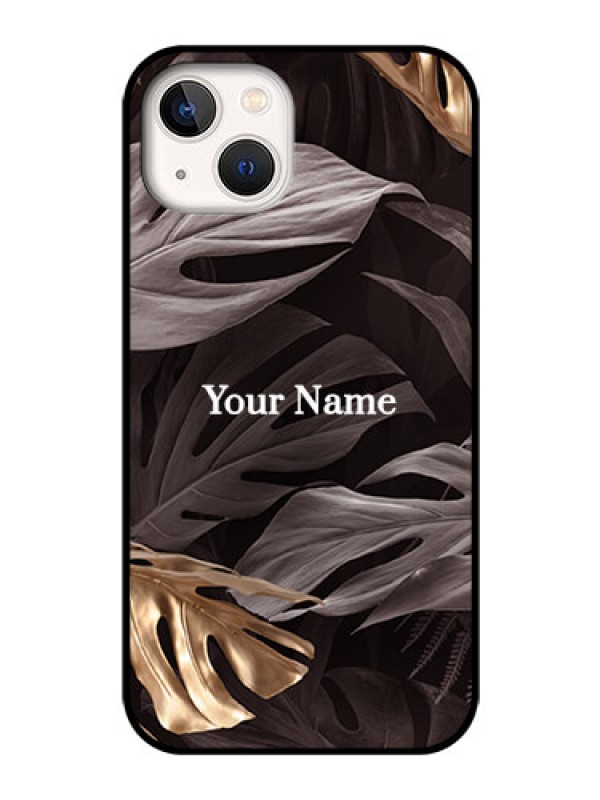 Custom iPhone 13 Personalised Glass Phone Case - Wild Leaves digital paint Design