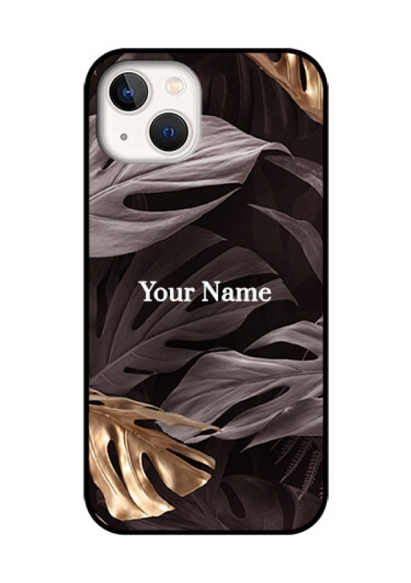 iPhone 13 Personalised Glass Phone Case - Wild Leaves digital paint Design