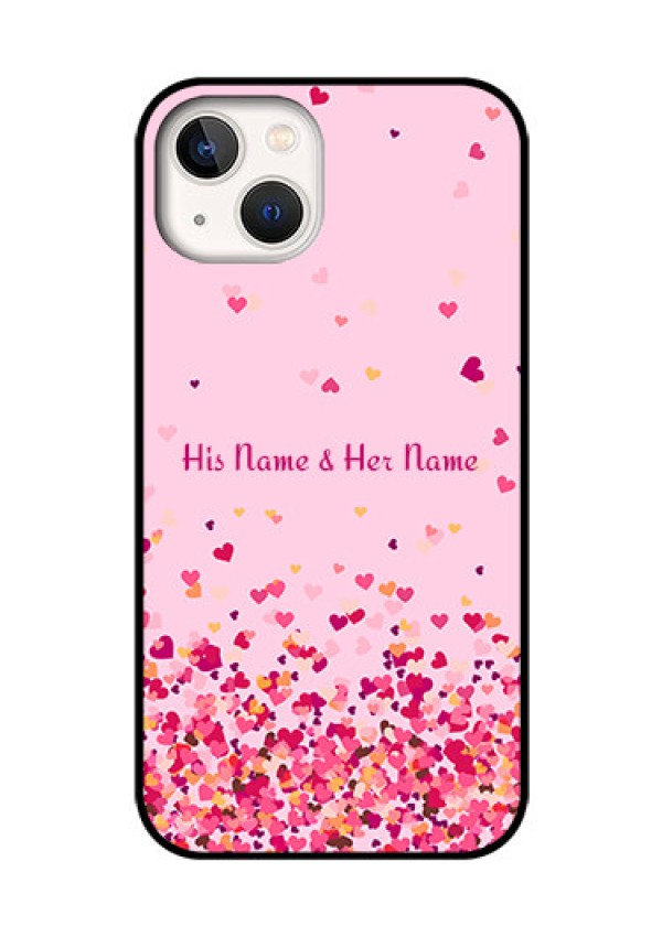 iPhone 13 Photo Printing on Glass Case - Floating Hearts Design