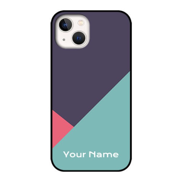 iPhone 13 Custom Glass Mobile Case - Tri Color abstract Design