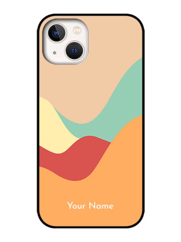 Custom iPhone 13 Personalized Glass Phone Case - Ocean Waves Multi-colour Design