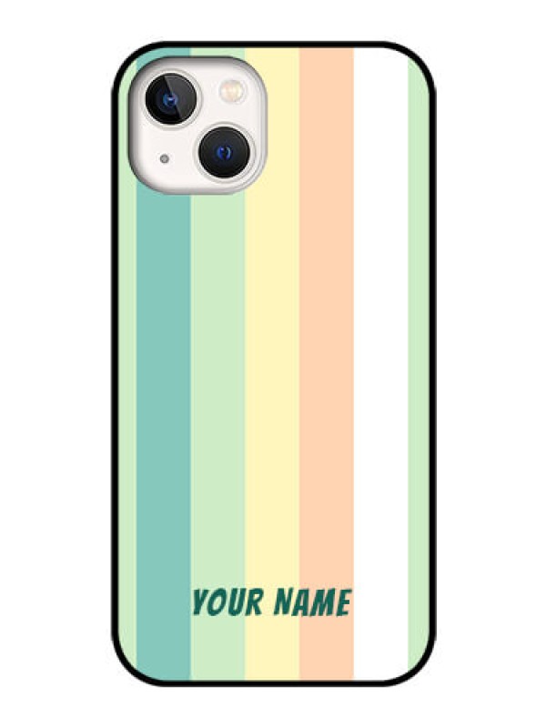 Custom iPhone 13 Photo Printing on Glass Case - Multi-colour Stripes Design