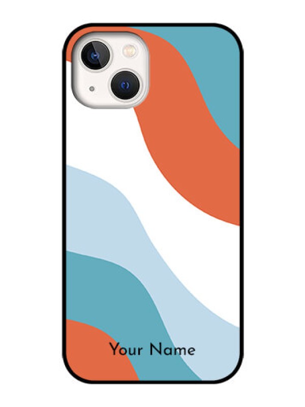 Custom iPhone 13 Custom Glass Mobile Case - coloured Waves Design