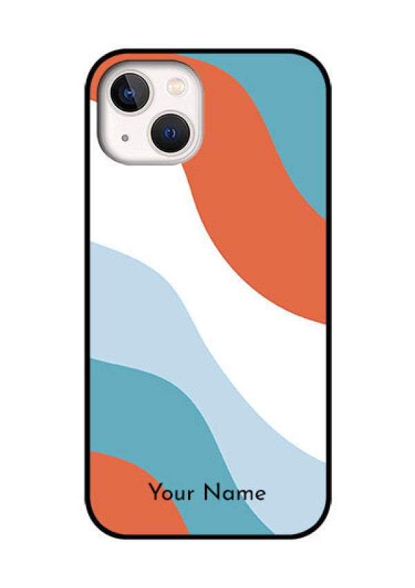 iPhone 13 Custom Glass Mobile Case - coloured Waves Design