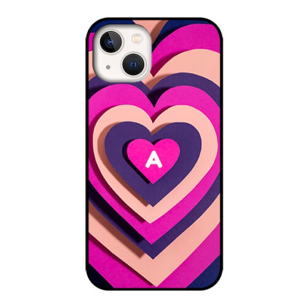 iPhone 13 Custom Glass Mobile Case - Cute Heart Pattern Design