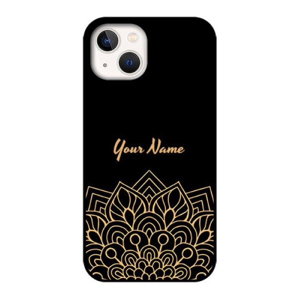 iPhone 13 Custom Glass Phone Case - Golden mandala Design