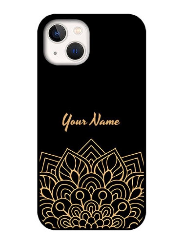 Custom iPhone 13 Custom Glass Phone Case - Golden mandala Design