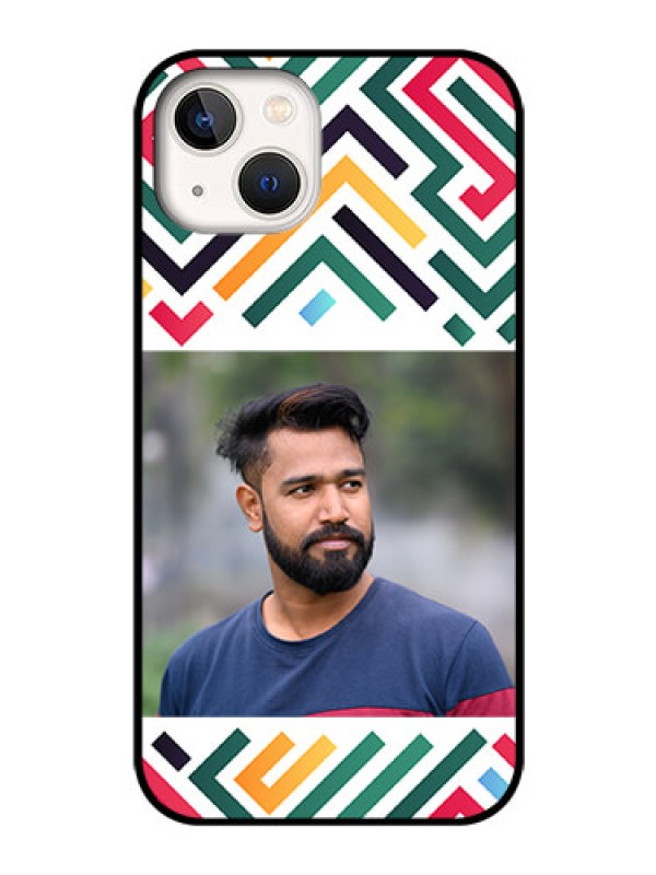 Custom iPhone 13 Personalized Glass Phone Case - Colorful Maze Pattern Design