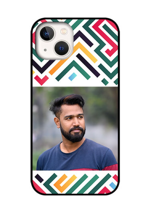 iPhone 13 Personalized Glass Phone Case - Colorful Maze Pattern Design