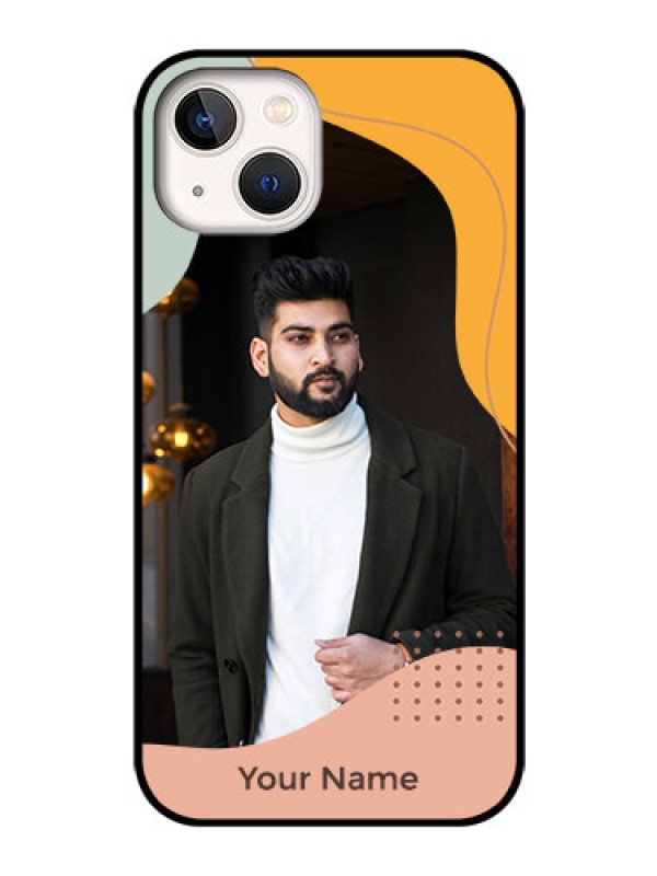 Custom iPhone 13 Personalized Glass Phone Case - Tri-coloured overlay design