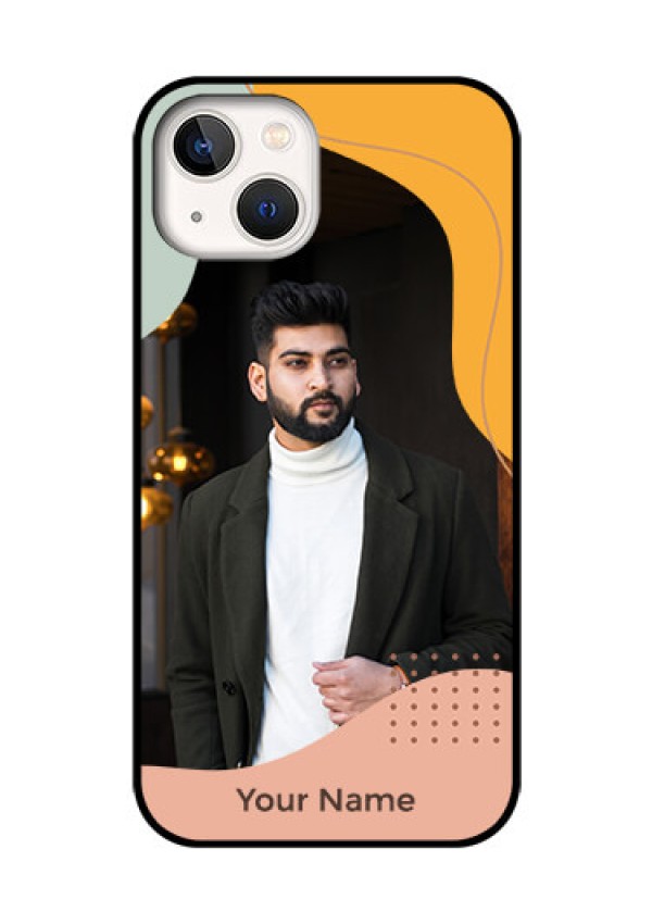 iPhone 13 Personalized Glass Phone Case - Tri-coloured overlay design