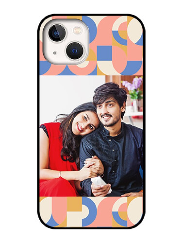 Custom iPhone 13 Photo Printing on Glass Case - Semi-circle Maze Pattern Design
