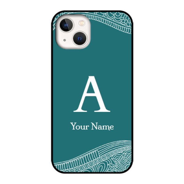 iPhone 13 Personalized Glass Phone Case - line art pattern with custom name Design iPhone 13 Personalized Glass Phone Case - line art pattern with custom name Design