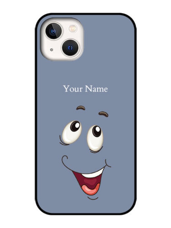 Custom iPhone 13 Photo Printing on Glass Case - Laughing Cartoon Face Design