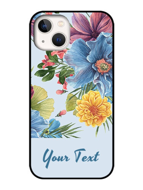 Custom iPhone 13 Custom Glass Mobile Case - Stunning Watercolored Flowers Painting Design