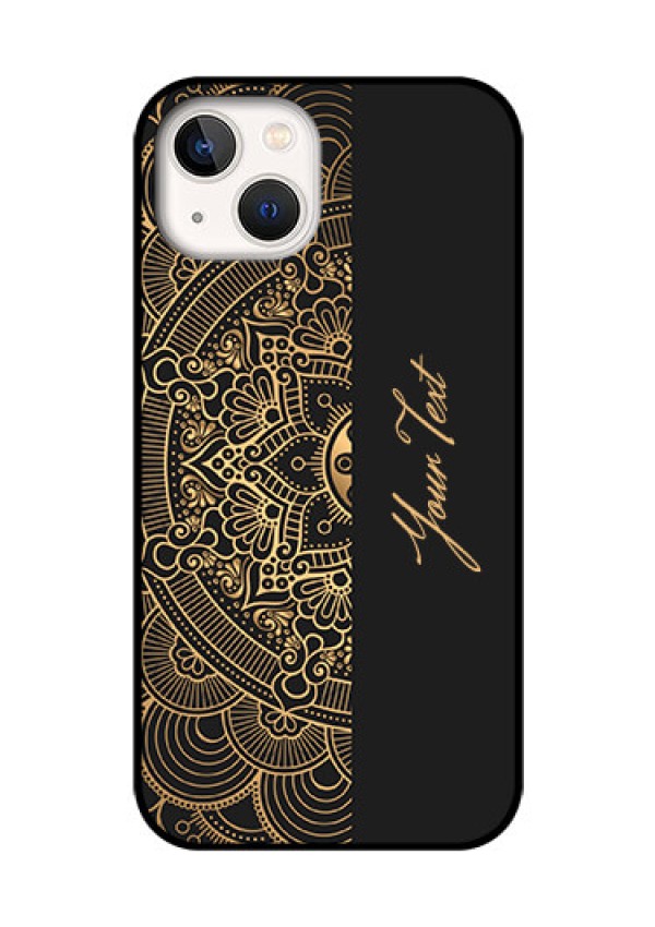 iPhone 13 Photo Printing on Glass Case - Mandala art with custom text Design