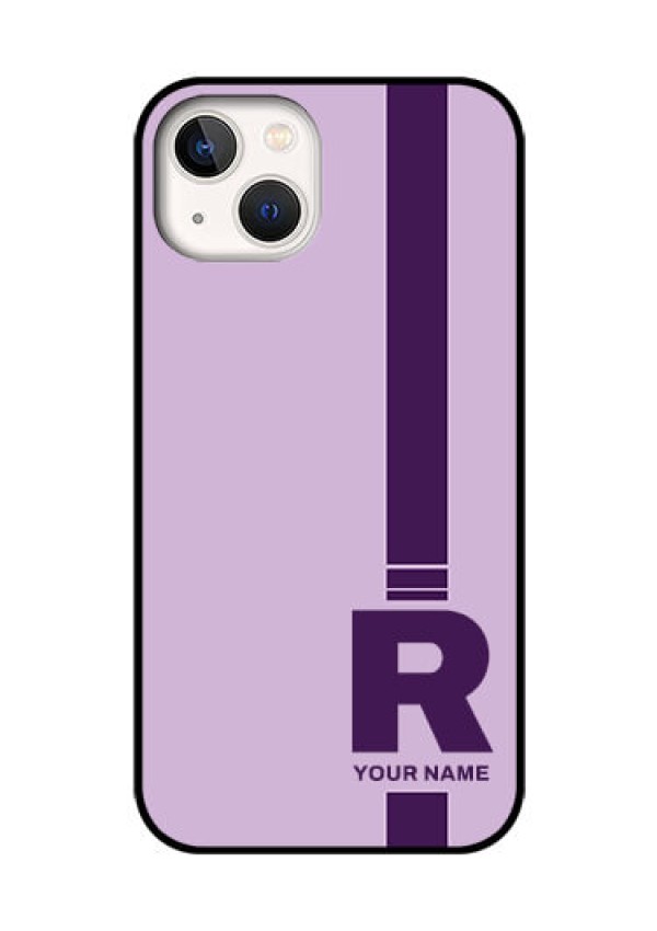 iPhone 13 Photo Printing on Glass Case - Simple dual tone stripe with name Design